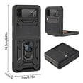 thumbnail image 2 of PENGXIANG Heavy Shock Resistant Foldable Mobile Phone Case with Built-in 360° Adjustable Ring Holder for  Galaxy Z Flip 3 Slide Camera Protection(Green), 2 of 9