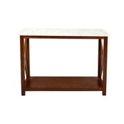 Agatha 39" Rectangular Italian Carrara White Marble Console Table with solid wood Legs