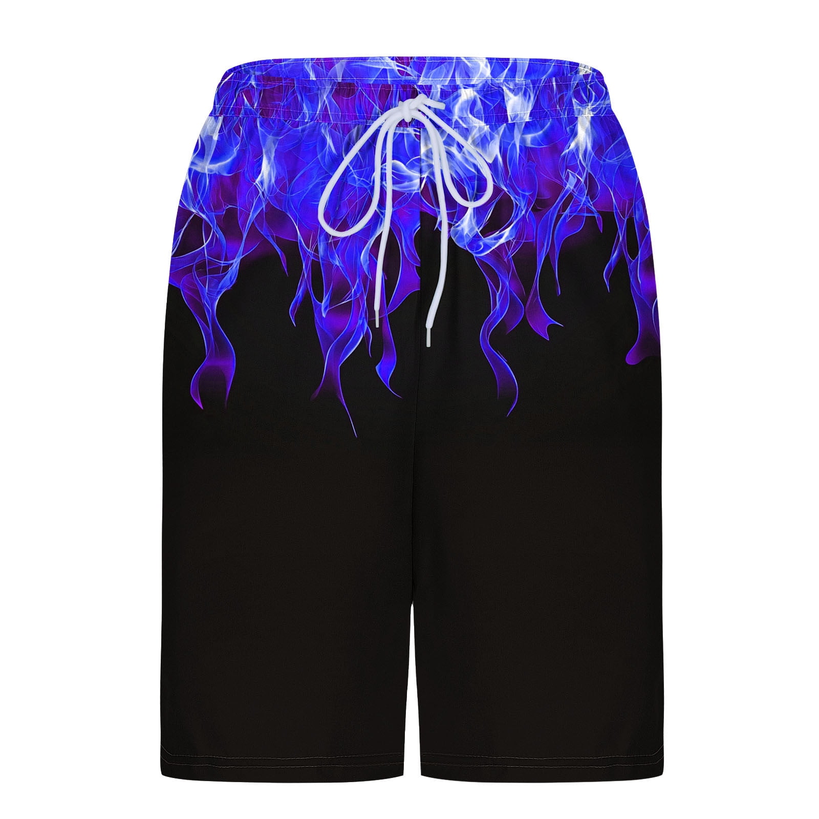 Hvot&aat Mens Fashion flame Print Swim Trunks with Liner Hawaiian Quick Dry Beach Swimwear Elastic Waist Shorts