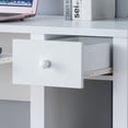 thumbnail image 2 of White 39" Student Desk with Hutch - Bedroom/Study Office Desk, Particle Board, Keyboard Drawer & Shelves. Compact Design, White Finish. Ideal for Small Spaces., 2 of 5