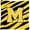 Black Gold, variant on Monogram Initial M Tiger Stripe - Black Gold Decorative Fabric Pillow