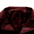 thumbnail image 5 of CaComMARK PI Mens Leather Trench Coat Full Length Black Classic Faux Leather Long Coat Fashion Solid Long Sleeved Button Up Collar Leather Jacket Red 8(L), 5 of 6