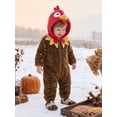 thumbnail image 6 of RUINIXCW Toddler Baby Boy Girl Thanksgiving Turkey Costume Newborn Baby Fall Winter Outfit Warm Fleece Hooded Jumpsuit Infant Zipper Romper Snowsuit, 6 of 9