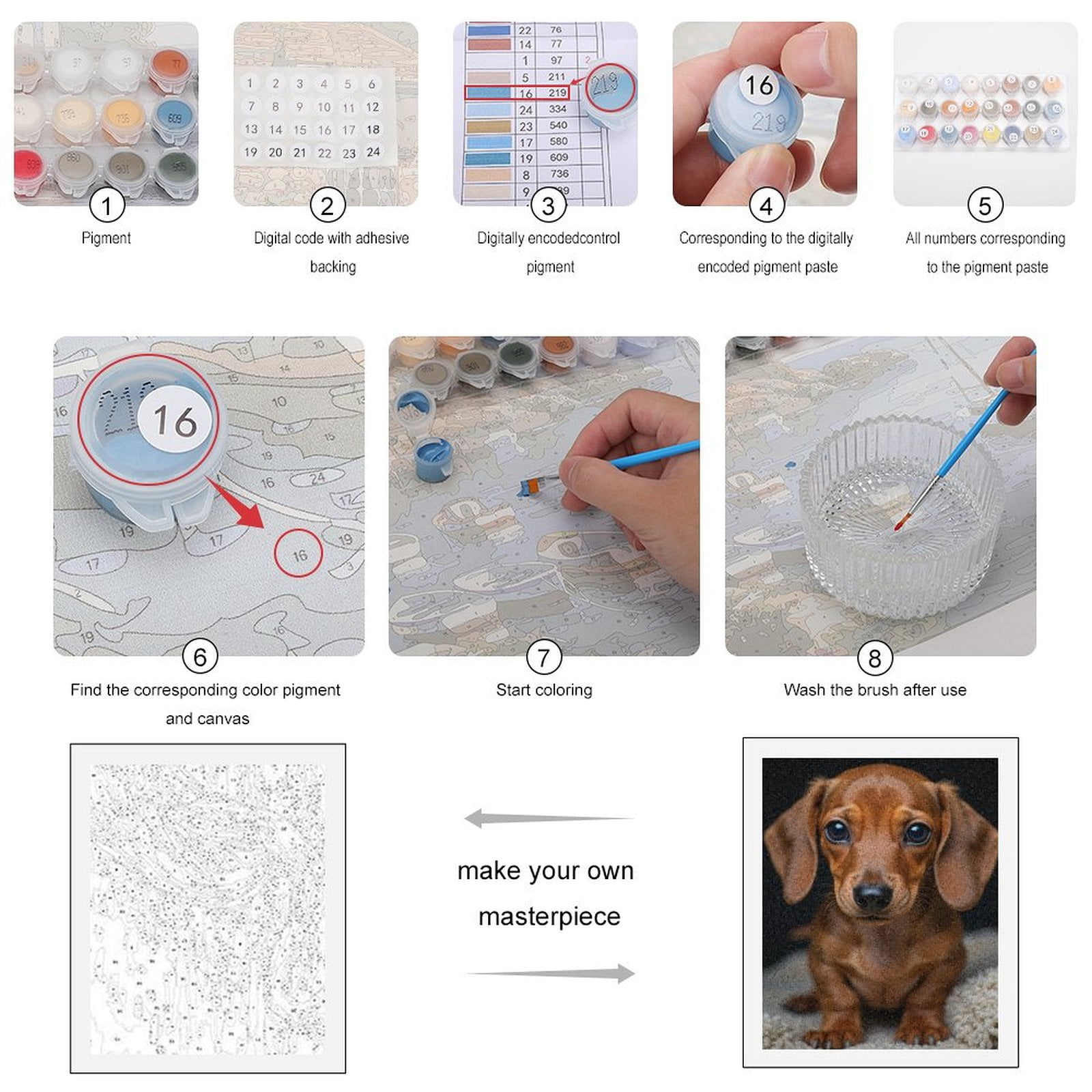 Paint by Numbers Kit for Adults, Adorable Dachshund Puppy Portrait Paint by Numbers, Easy Paint by Numbers Kit for Adults Beginner, DIY Adult Paint by Number Kits on Canvas, Home Decor