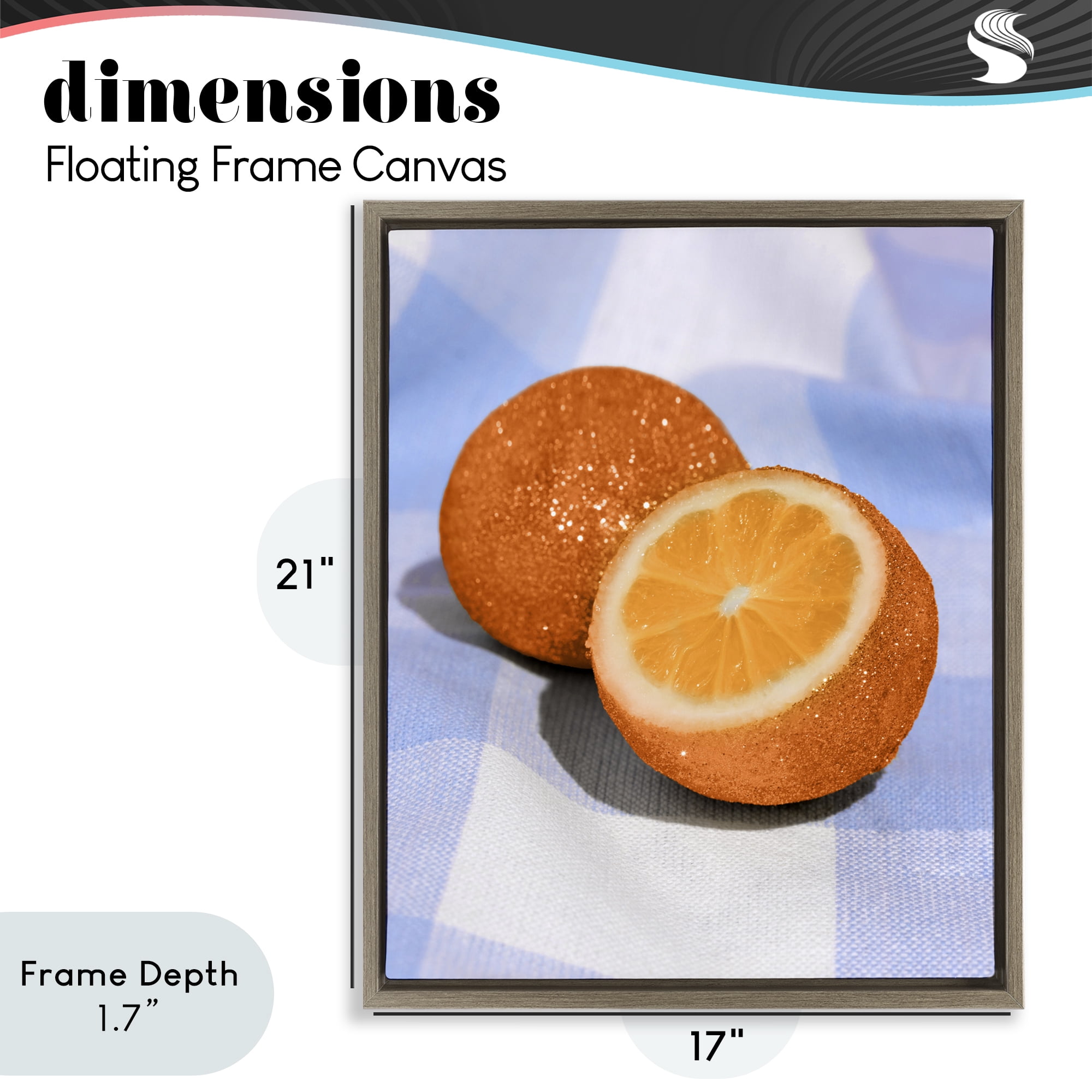 Stupell Industries Glimmer Orange on Blue Brown Framed Floater Canvas Wall Art, design by LISH Creative