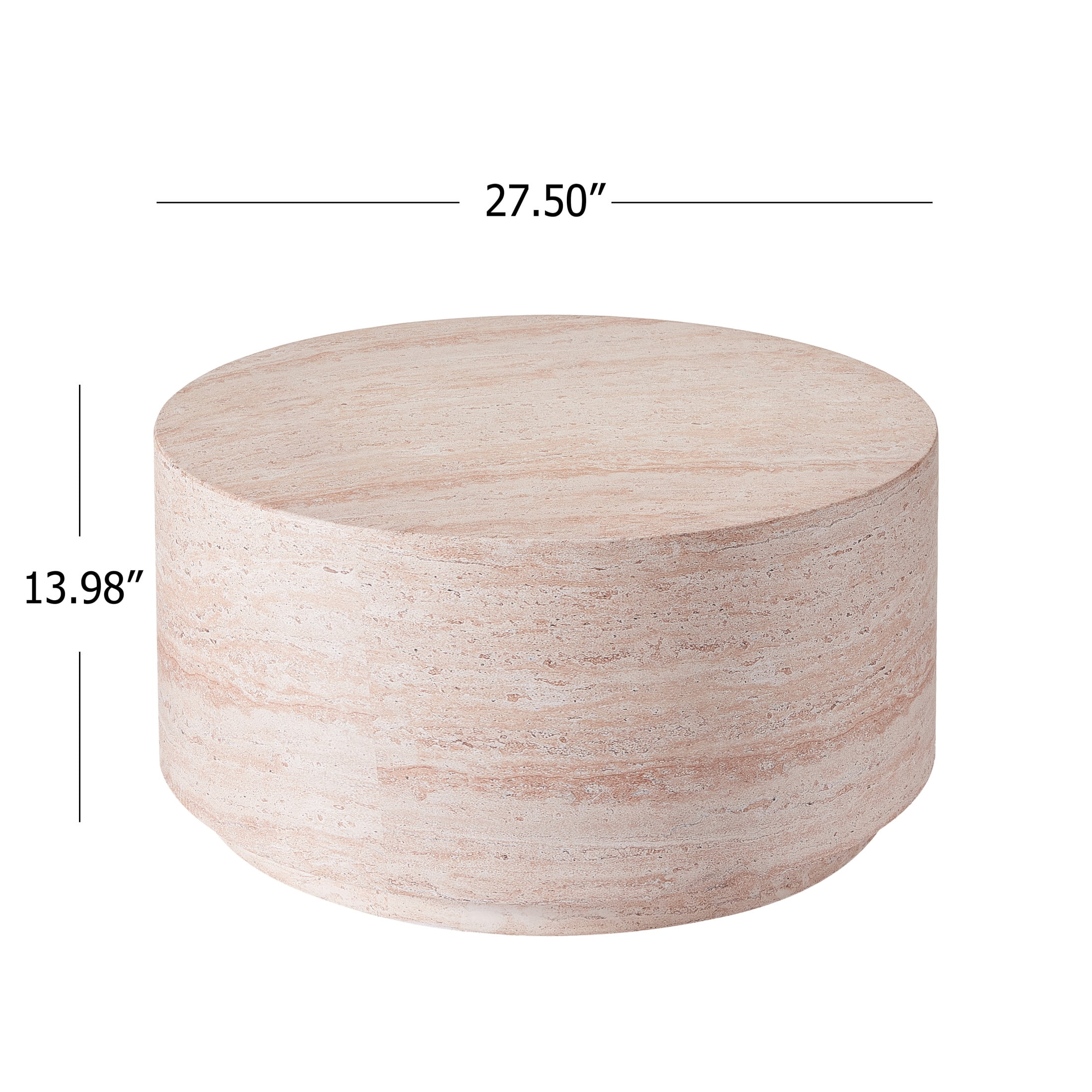 Christopher Knight Home 27.5" Round Coffee Table, MGO Travertine Indoor Outdoor Accent Table, Natural