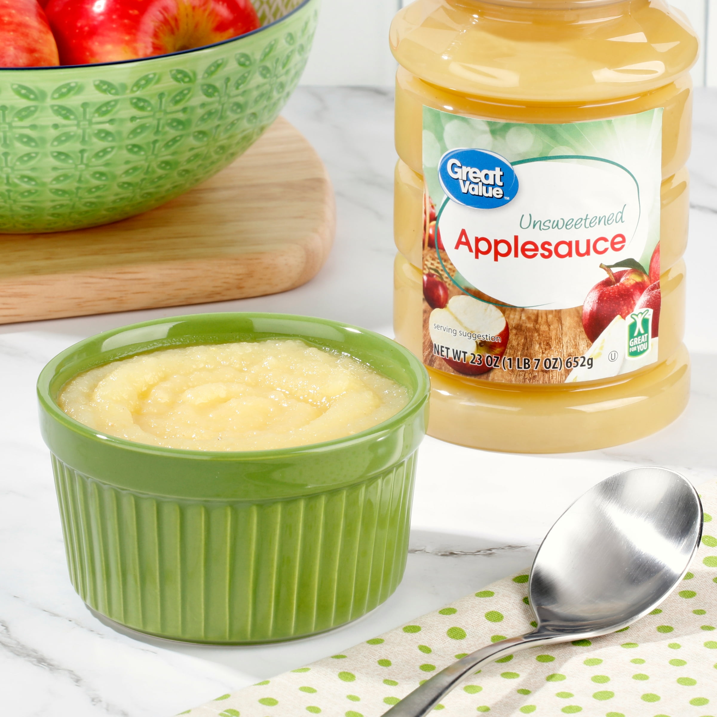 Great Value Unsweetened Applesauce, 23 oz Jar