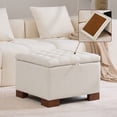 thumbnail image 2 of HASLE 24" Square Storage Ottoman Coffee Table, Linen Tufted Ottoman with Reversible Wooden Tray Lid, Ample Storage Footstool, Beige, 2 of 8