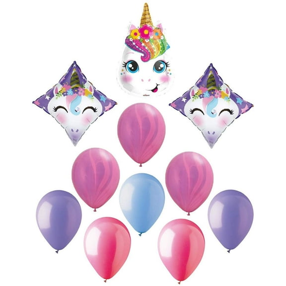 Kaleidoscope Unicorn Colorful Magical Birthday Party 11 Piece Decoration Balloons Set
