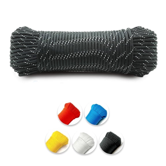 550 Paracord Type III 7-Core – 4mm x 98FT Polyester Tactical Rope for Camping, Survival, Gear Repair & DIY – Black with Tracer