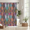 thumbnail image 2 of SASTYBALE Boho Farmhouse Shower Curtain, Water Resistant Vintage Fabric Bathroom Curtains, Machine Washable Country Abstract Style for Bathtub Decor with 12 Hooks, 72x72 Inch, 2 of 7