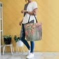 thumbnail image 6 of Open Top Canvas Tote Bag with Zipper Reusable Shopping Bag 13.5x15" Roomy Carryall Enchanted Flowers Painting, 6 of 9
