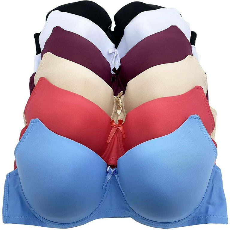Pink Lover 6 Pieces Plus Size Underwired Full Cup Plain Light Padded Bra  D/DD/DDD (42DDD) 