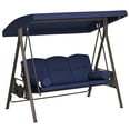thumbnail image 1 of Outsunny Balançoire de Porche 3 Places, Chaise Balançoire d'Extérieur Robuste, Bleu Foncé, 1 of 9