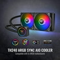 thumbnail image 2 of Thermaltake TH240 ARGB Motherboard Sync All-in-One Liquid Cooling System Radiator CPU Cooler - Black - 240mm, 2 of 7