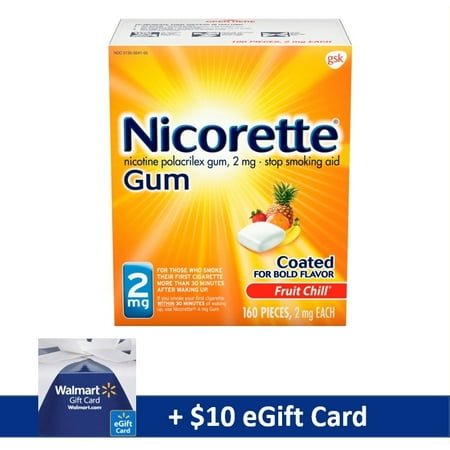 Nicorette 2mg Fruit 160ct Gum with FREE $10 E Gift Card