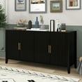 thumbnail image 2 of 63”Inch Modern Wood Accent Buffet Sideboard Serving Storage Cabinet with Large Storage Space, Metal handles & Wood Legs and Shelves for Dining Room, Entryway (Black), 2 of 9