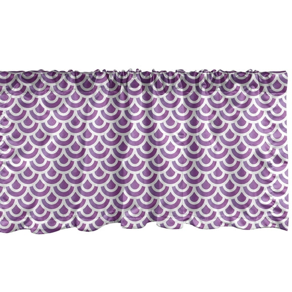 Ambesonne Abstract Valance Pack of 2, Vibrant Tone Half Circles, 54"X12", Fuchsia and White