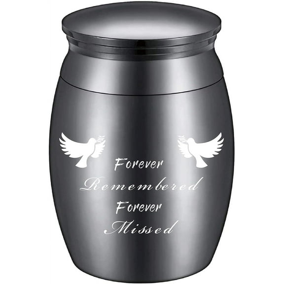 Small Keepsake Urn for Human or Pigeon Ashes Memorial Mini Urns Stainless Steel Modern Extra Small Ashes Holder Cremation Container 1.18x1.57inch Black