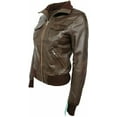 thumbnail image 2 of Women's Genuine Brown Lambskin Leather Jacket Motorcycle Slim fit Biker Jacket W462, 2 of 4