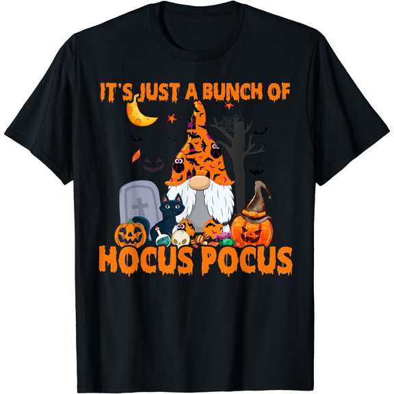 Bunch Of Hocus Pocus Pumpkin Gnome Bats Scary Cat T-Shirt , Vintage T-Shirt