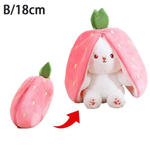 Transformable Strawberry Carrot Rabbit Plush Toy Stuffed Rabbit , ; Strawberry 18cm