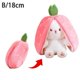 thumbnail image 1 of Transformable Strawberry Carrot Rabbit Plush Toy Stuffed Rabbit , ; Strawberry 18cm, 1 of 5