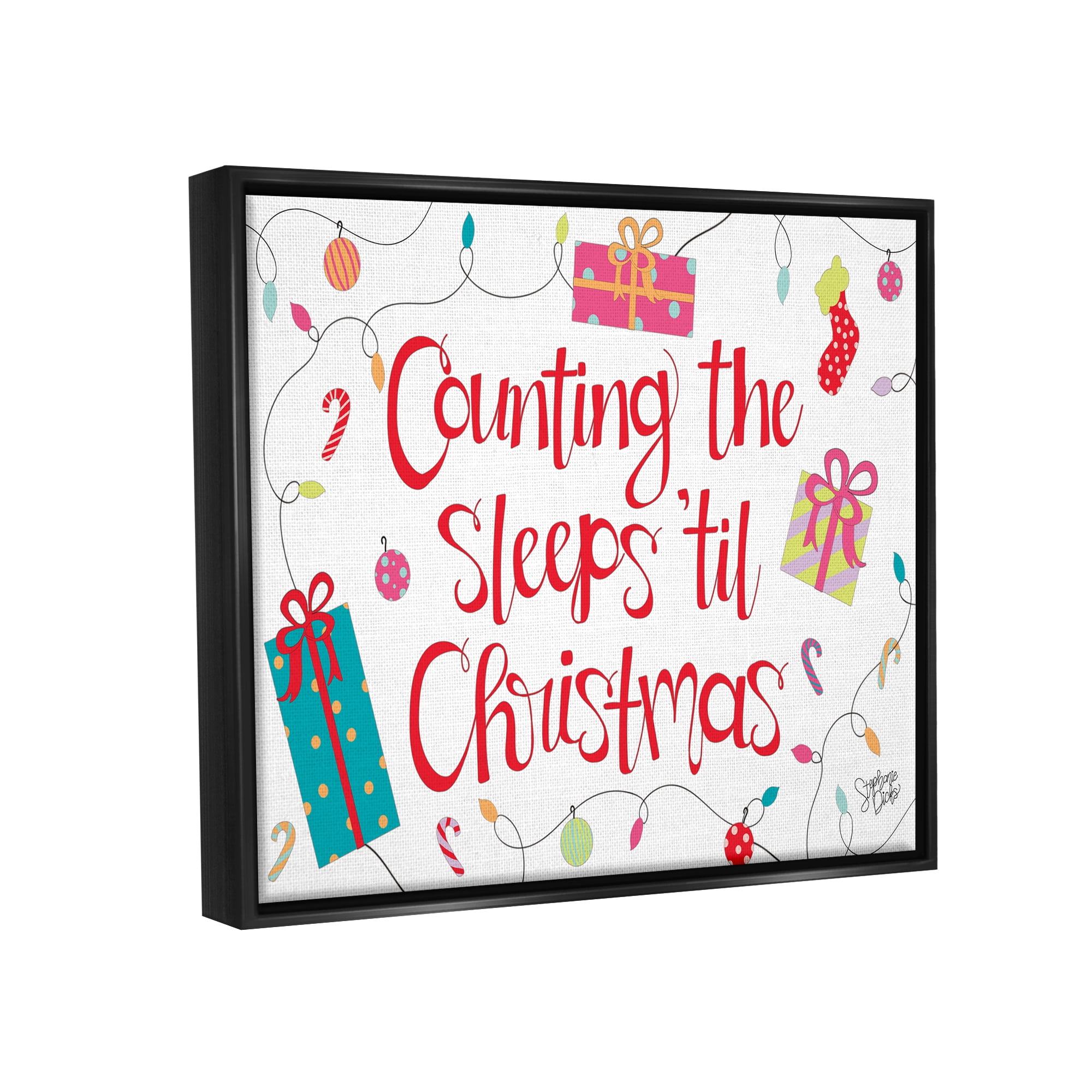 Stupell Industries Counting The Sleeps 'Til Christmas Holiday Painting Black Floater Framed Art Print Wall Art