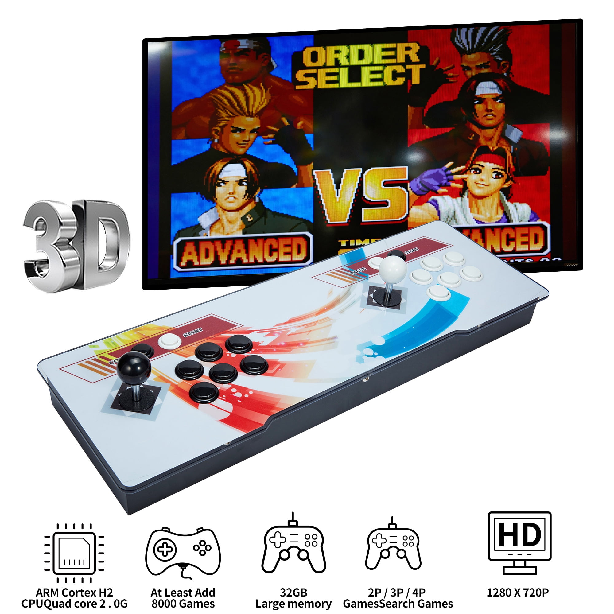  Uiexer 3D Pandora's Box with 9800 Classic Games, Arcade Game  Console Retro Game Machine Support PC/Projector/TV, 1280 x 720 Full HD,  Search/Hide/Save/Load/Pause Games, 4 Players Online Game : Toys & Games