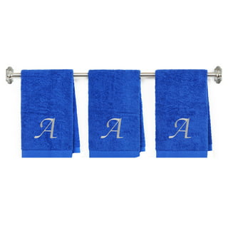 Blue Floral Initial Hand Towel