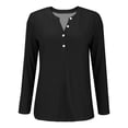 thumbnail image 6 of Black Women's Long Sleeve T-shirt, Women'S Button Long Sleeve T Shirt Round Neck Casual Tunic Top,Women's Long sleeve T-shirt 3XL, 6 of 8