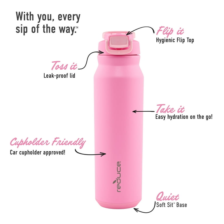 Reduce Vacuum Insulated Stainless Steel Hydrate Pro Water Bottle with  Leak-Proof Lid, Peony, 32 oz 