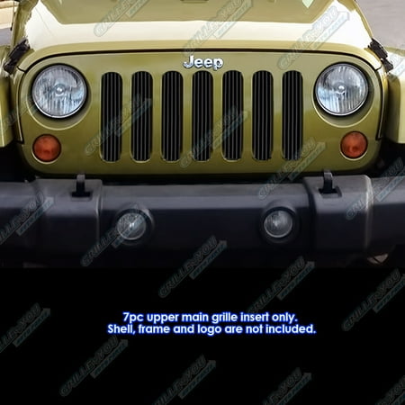 Black Vertical Grille - Fits 2007-2018 Jeep Wrangler JK Only Vertical Style Black Billet Grille Insert #J66539E