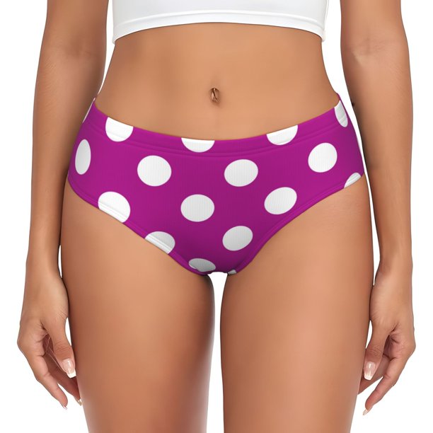 Fotbe Purlpe And White Polka Dot Calzones Estampados para Mujer – Ropa Interior de Algodón, Cómoda, Suave y Elástica-X-Large