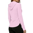 thumbnail image 5 of Bosfbaoi Women's Hooded Full Zip Curved Hem Sun Protection Jacket, Lightweight Quick Dry Breathable UV Protection Top, Thumbhole Zipper Pocket Sun Shirt for Outdoor Daily Wear, 5 of 9