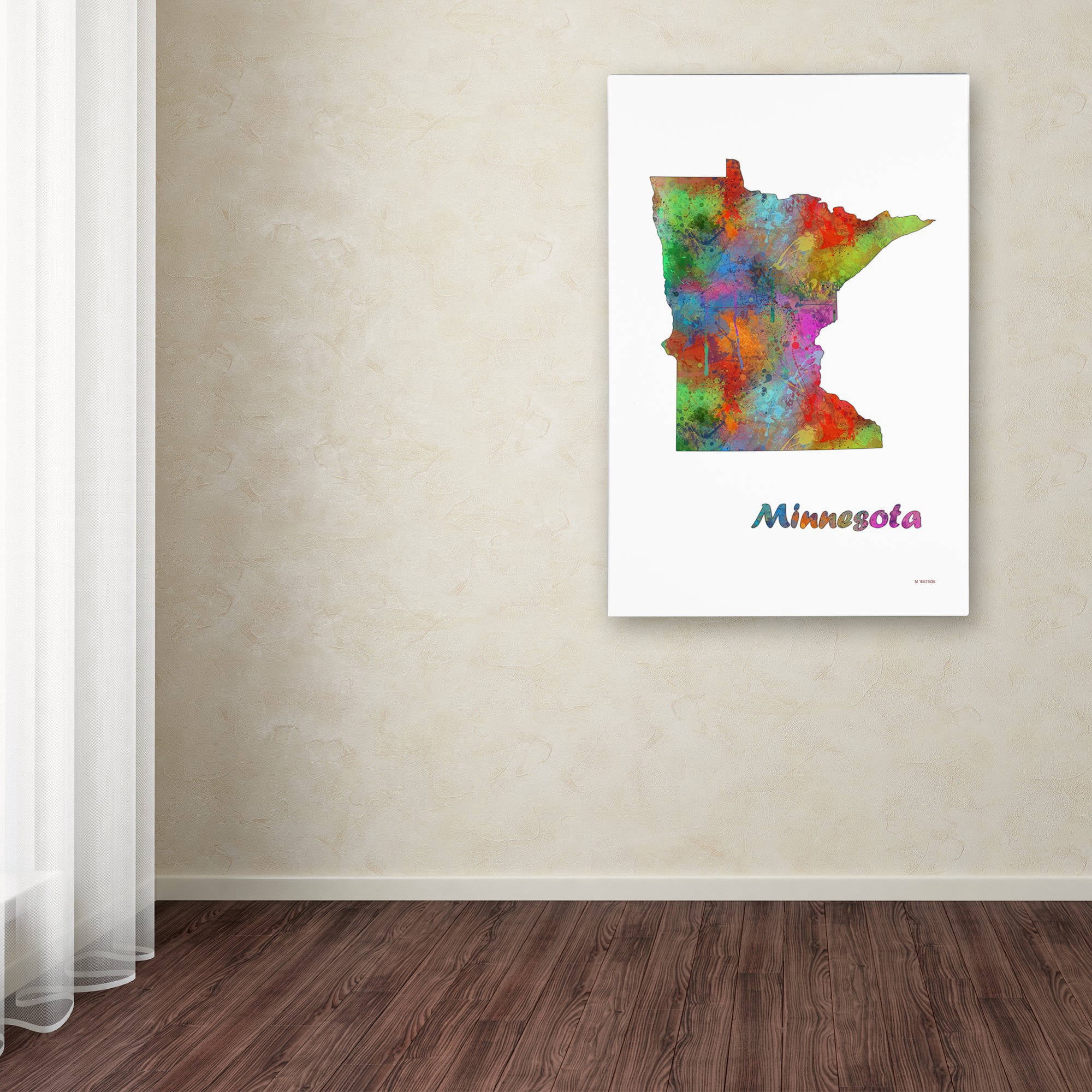 Trademark Fine Art "Minnesota State Map-1" Canvas Art by Marlene Watson