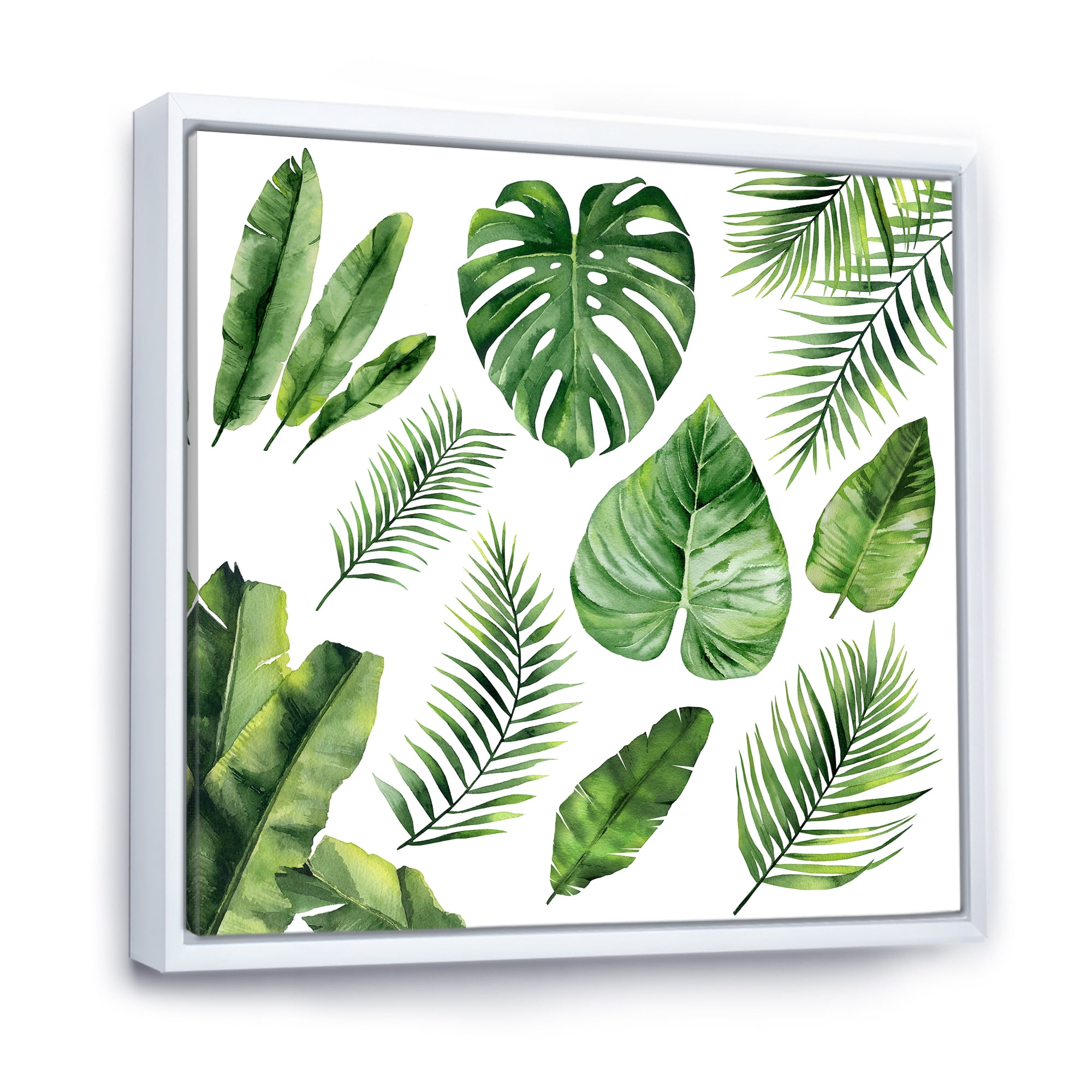 Designart 'Close Up Of Tropical Leaf Of Monstera V' Farmhouse Framed Canvas Wall Art Print