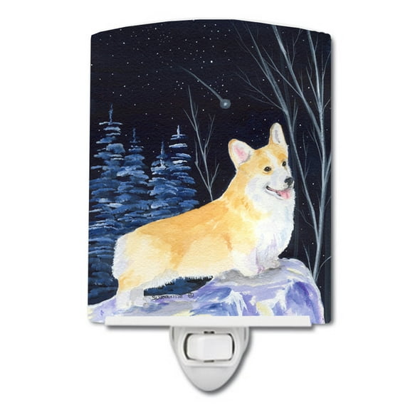 Caroline's Treasures SS8353CNL Starry Night Corgi Ceramic Night Light, 6x4x3", multicolor