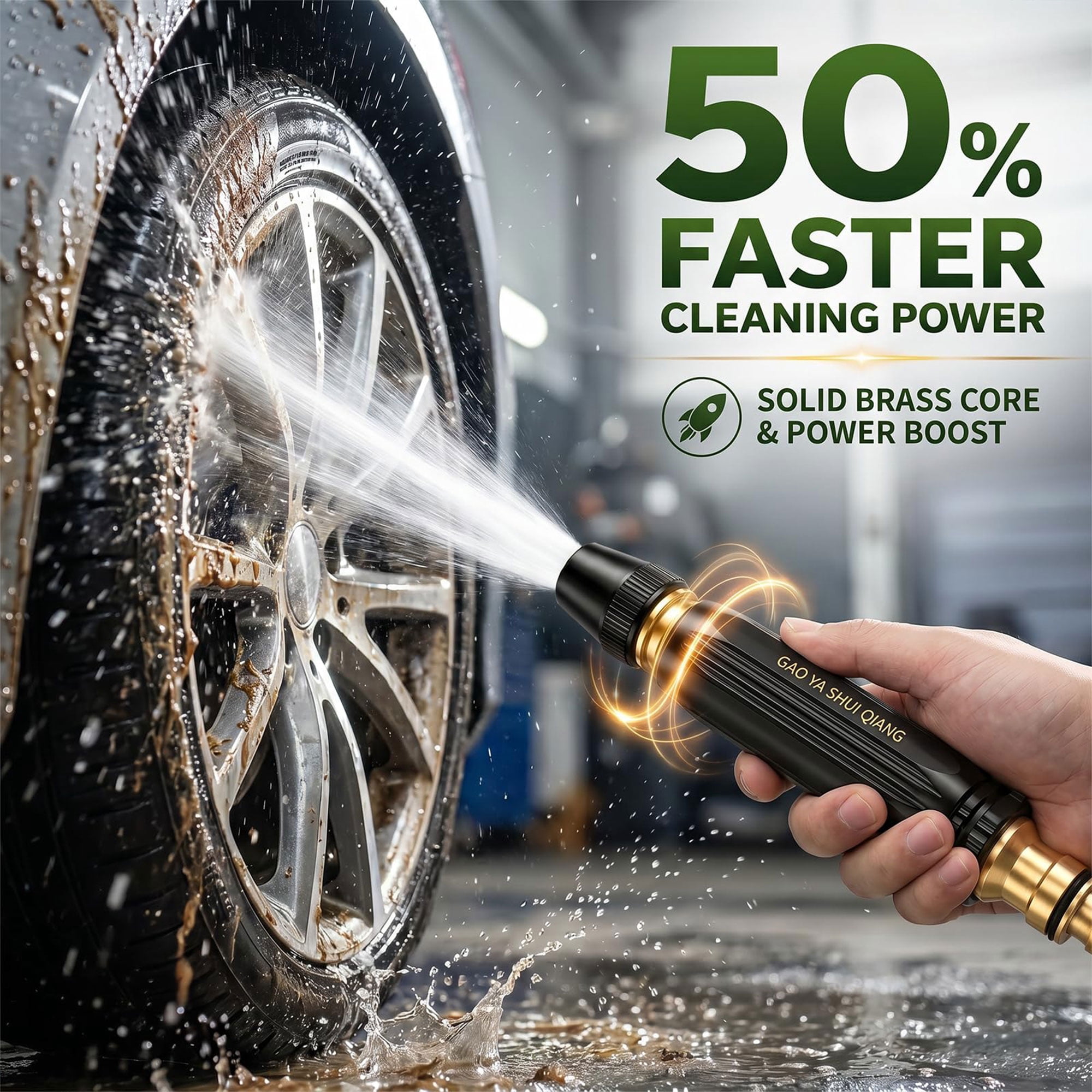 Gropething Power Washer Hose Nozzle for 1/2‘’ ID Hose Only, 3 Spray Modes Jet Spray Wand with Quick Connectors and Water Tape for Car, Patio, Window, Yard and Garden Cleaning