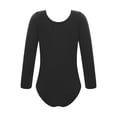 thumbnail image 2 of Xnihocha Kids Girls Fleece-Lined Long Sleeves Ballet Modern Dance Gymnastic Leotard Solid Color Black 160, 2 of 7