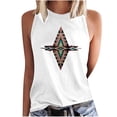 thumbnail image 1 of Birdeem Mode Femmes Imprimé Col Rond Sans Manches Chemises à Blocs Tunique T-Shirt Hauts, 1 of 6