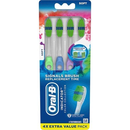 Oral-B Indicator Color Collection Toothbrushes, Soft, 4 Count