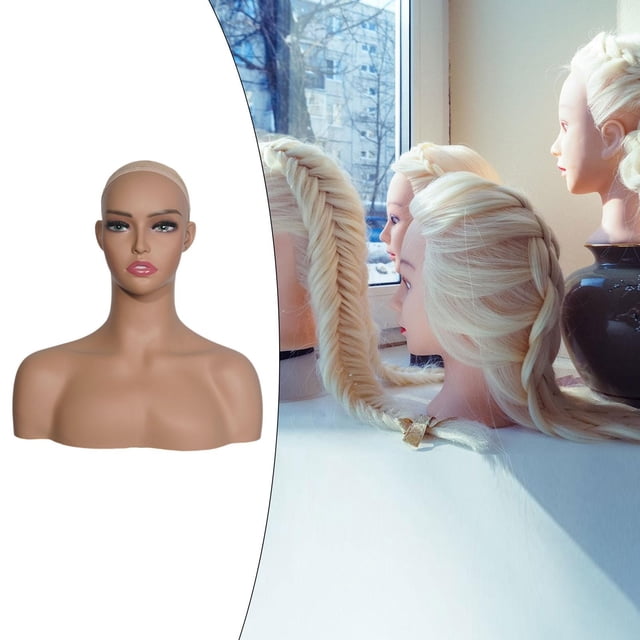 Cabeza de maniquí femenino Fernando con hombros para exhibición de pelucas y accesorios