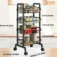 thumbnail image 6 of Water Bottle Organizer with Wheels 4-Tier Fruit Rack Snack Cart Cart Metal Wire Storage Cart Rolling Pantry Utility Kitchen Cart, Black, 6 of 15