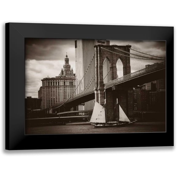 Brooknam, John 14x11 Black Modern Framed Museum Art Print Titled - The Sailboat and the Bridge