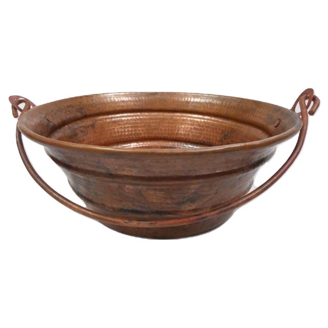 SimplyCopper Seau Rond en Cuivre 15 Pouces Naturel pour Lavabo de Bain