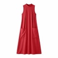 thumbnail image 5 of QUNYINEY Casual Summer Dresses for Women 2026 Long Sleeveless Red A Line Sundress Loose Fit with Pockets Crew Neck Dresses, 5 of 6