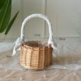 thumbnail image 3 of Oval Picnic Basket with Folding Handles, Woven Hand Shopping Basket, Bath Toy Kids Toy Storage Gift Packing Basket, Wicker Empty Easter Eggs and Candy Small Gift Basket,7.9"x4.3"x3.5", 3 of 7