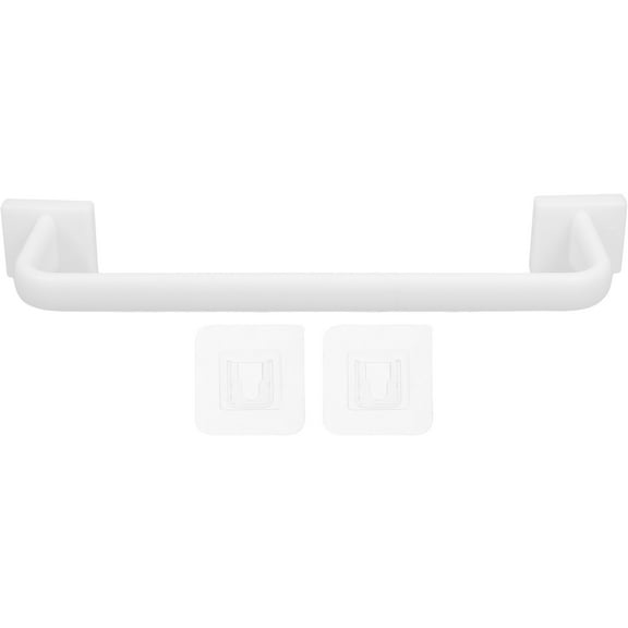 Fovewise 2-Pack No Drill Towel Bar Plastic Towel Rack Self Adhesive Space-Saving Design for Bathroom Kitchen White