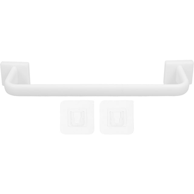 2Pcs No Drill Towel Bar Rack Self Adhesive Towel Bar Waterproof Space-Saving Design for Home Bathroom and Kitchen White